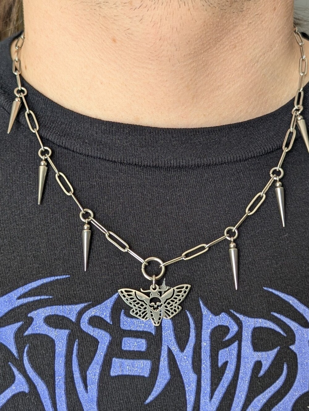 Stainless Steel Necklace with Moth Pendant